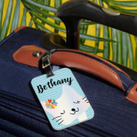 Cute Chat et Fleurs Dotty Personnalisé