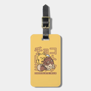 Étiquette À Bagage Cute Chat Riding Chocolat Lait Carton Kawaii Art