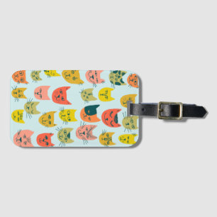 Étiquette À Bagage Cute chats colorés motif sur bleu
