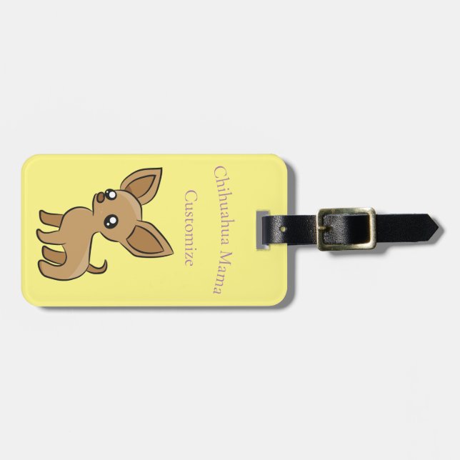 Étiquette À Bagage Cute Chihuahua Mama Art Thunder_Cove (Devant horizontal)