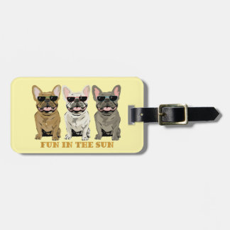 Étiquette À Bagage Cute Dogs, Fun in the sun, French Bulldogs
