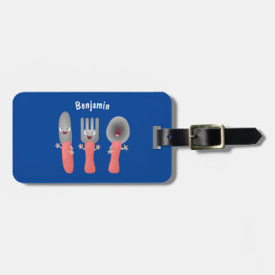 Étiquette À Bagage Cute fourche couteau et cuillère dessin de couvert