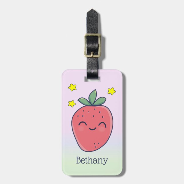 Étiquette À Bagage Cute fraise personnalisée (Devant Vertical)
