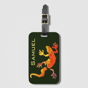 Étiquette À Bagage Cute gecko lézard nom animal illustration