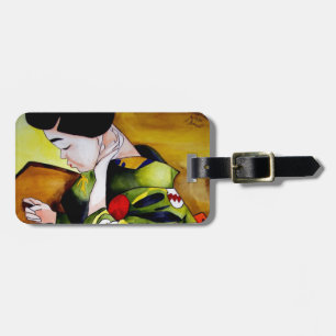 Étiquette À Bagage Cute Geisha with green kimono original art