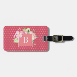 Étiquette À Bagage Cute Girly Chic Rose Floral Monogramme initial