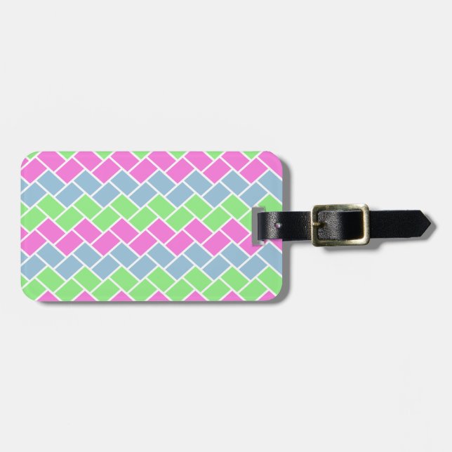 Étiquette À Bagage Cute girly tendance zigzag rectangles motif (Devant horizontal)