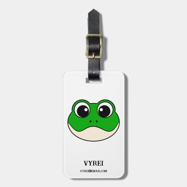 Étiquette À Bagage Cute grenouille souriante (Devant Vertical)