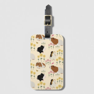 Étiquette À Bagage Cute Guinée Chiens En Fleur Motif Jardin - Jaune