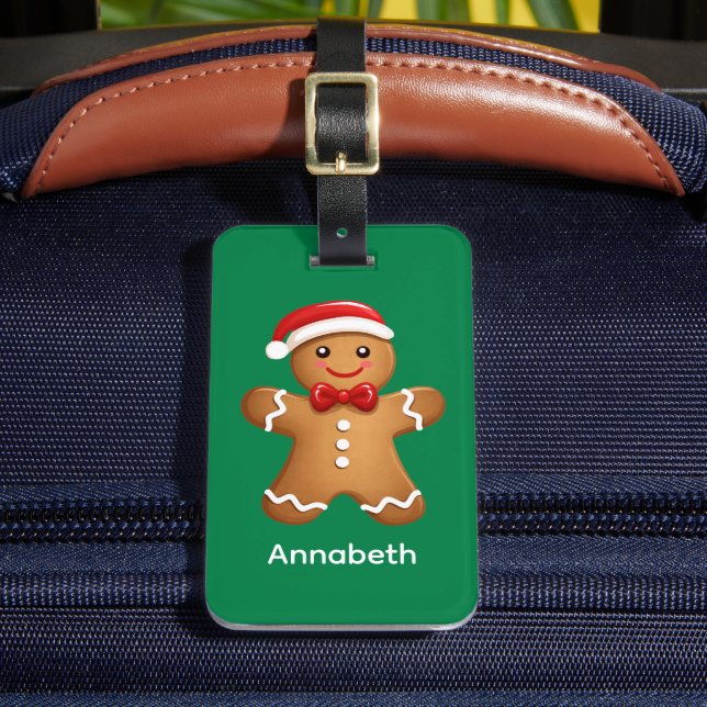 Étiquette À Bagage Cute Holiday Gingerbread Homme Personnalisé (Insitu Rectoal 2)
