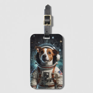 Étiquette À Bagage Cute Jack Russell Astronaut Terrier
