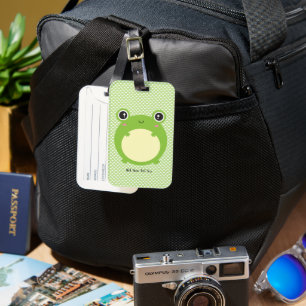 Étiquette À Bagage Cute Kawaii Frog avec texte et photo personnalisés