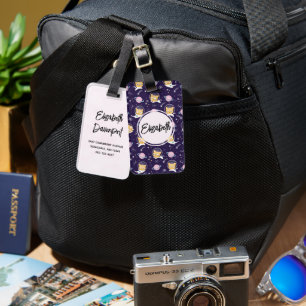 Étiquette À Bagage Cute Kitty Chat Astronauts Motif