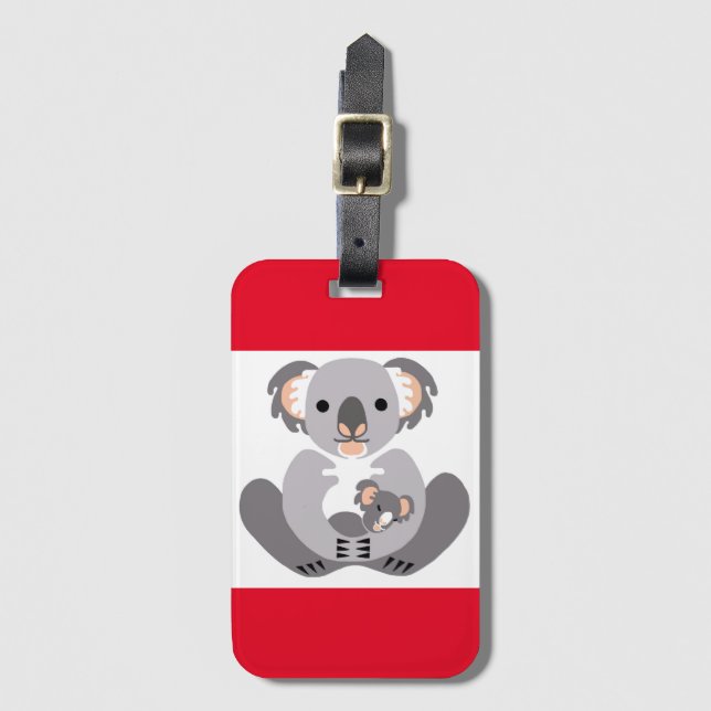 Étiquette À Bagage Cute KOALA -Animal en voie de disparition -Marsupi (Devant Vertical)