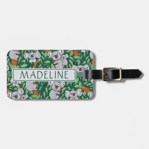 Étiquette À Bagage Cute Koala Motif Personnalisé Dark Green