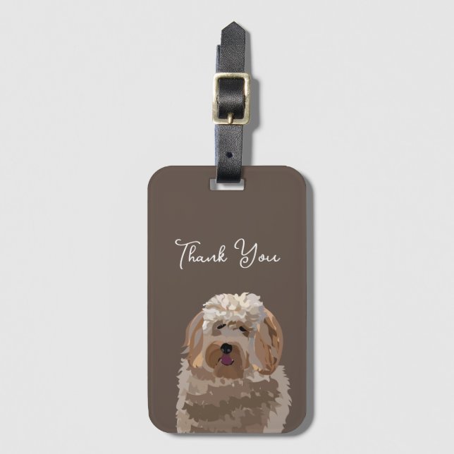 Étiquette À Bagage Cute Labradoodle Chien Personnalisé (Devant Vertical)