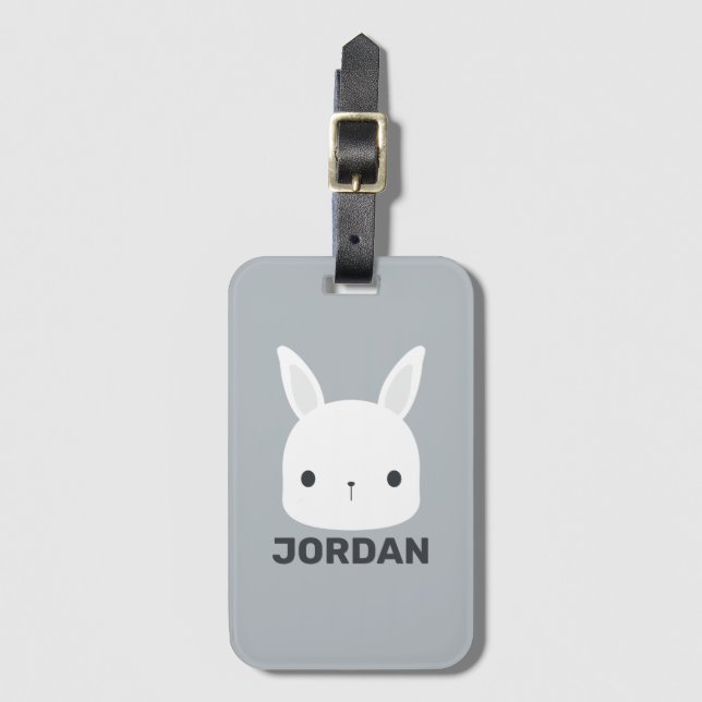 Étiquette À Bagage Cute Little Bunny Rabbit with Personalized (Devant Vertical)