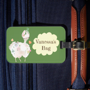 Étiquette À Bagage Cute Llama Floral Enfants