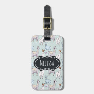 Étiquette À Bagage Cute Llama Motif Pois