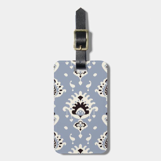 Étiquette À Bagage Cute motifs tribaux gris beige ikat (Devant Vertical)