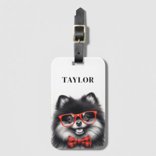 Étiquette À Bagage Cute Nerd rouge Pomeranian