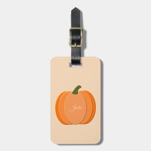 Étiquette À Bagage Cute Orange Genre Neutre Citrouille Personnalisé N