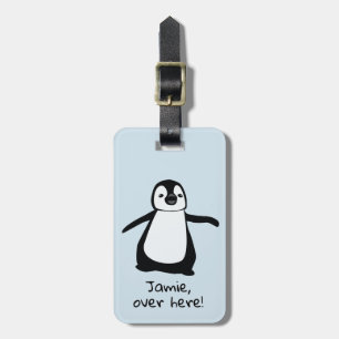 Étiquette À Bagage Cute Penguin   Par ici   personnalisé