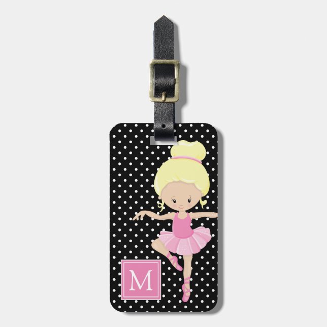 Étiquette À Bagage Cute Polka Dot Ballerina (Devant Vertical)