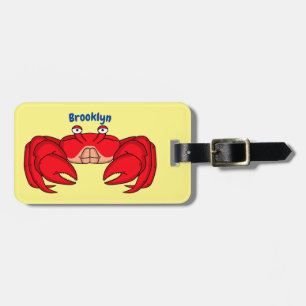 Étiquette À Bagage Cute red crab cartoon