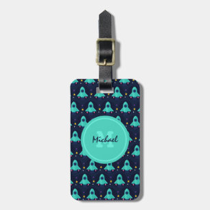 Étiquette À Bagage Cute Rocket Stars Vaisseau Enfants Garçon Monogram