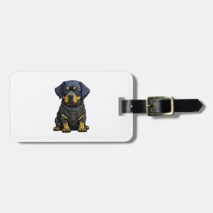 Étiquette À Bagage Cute Rottweiler en armure