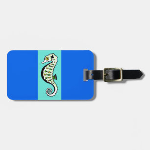 Étiquette À Bagage Cute SEAHORSE - Wildlife - Aqua & blue Luggage tag