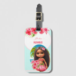 Étiquette À Bagage Cute Tiki Girl Summer Vacation Fille personnalisée