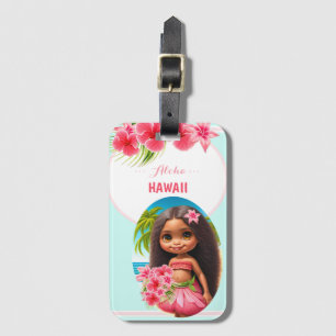 Étiquette À Bagage Cute Tiki Girl Summer Vacation Fille personnalisée