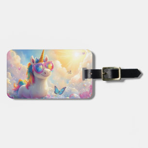 Étiquette À Bagage Cute Unicorn avec lunettes de soleil : Magique et