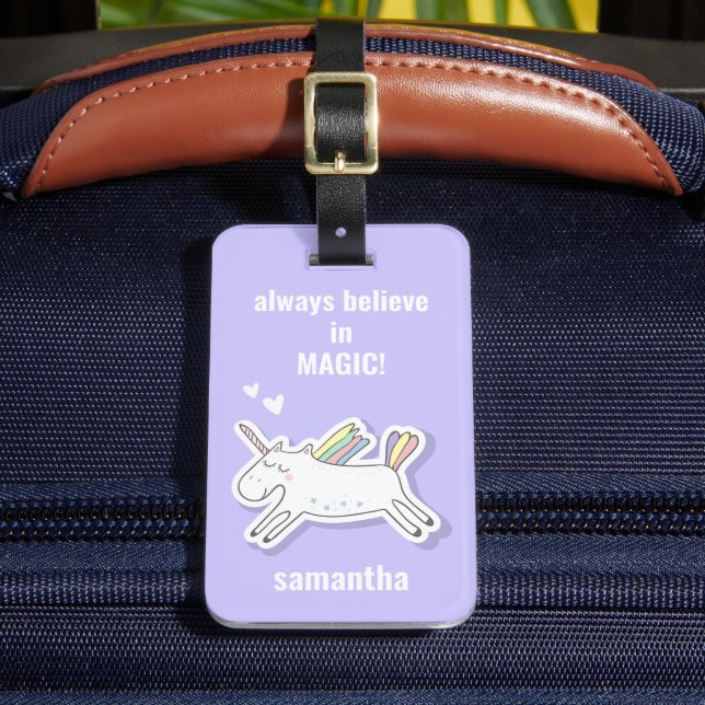 Étiquette À Bagage Cute Unicorne avec nom Enfants (Insitu Rectoal 2)