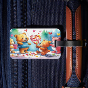 Étiquette À Bagage Cute Valentine Day Teddy Bear Coeur Candies