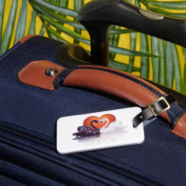 Étiquette À Bagage Cygne noir et blanc (Créateur téléchargé)