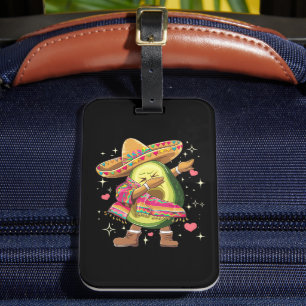 Étiquette À Bagage Dabbing Avocat Cinco De Mayo Poncho Mexicain Drôle