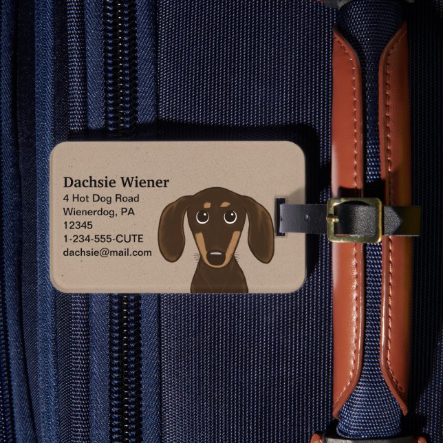 Étiquette À Bagage Dachshund au chocolat mou | Cartoon Wiener Dog (Insitu Rectoal 4)