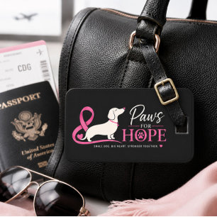 Étiquette À Bagage Dachshund Pattes pour une cause Cancer du sein