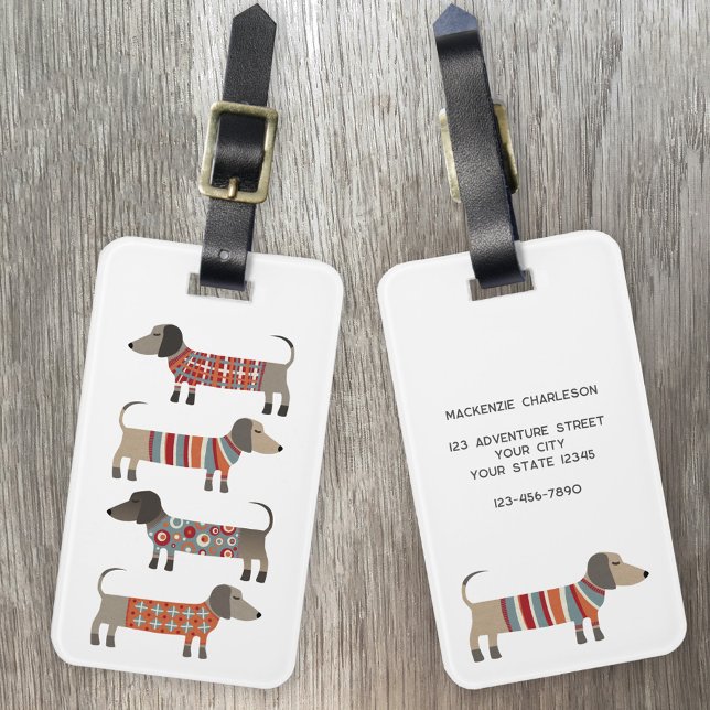 Étiquette À Bagage Dachshund Saucisse Chien Nom Personnalisé (Créateur téléchargé)