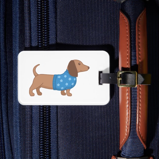 Étiquette À Bagage Dachshund Wiener Dog Blue Star Sweat (Insitu Rectoal 4)