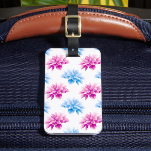 Étiquette À Bagage Dahlia Rose, Dahla Bleue, Motif Floral, Fleurs