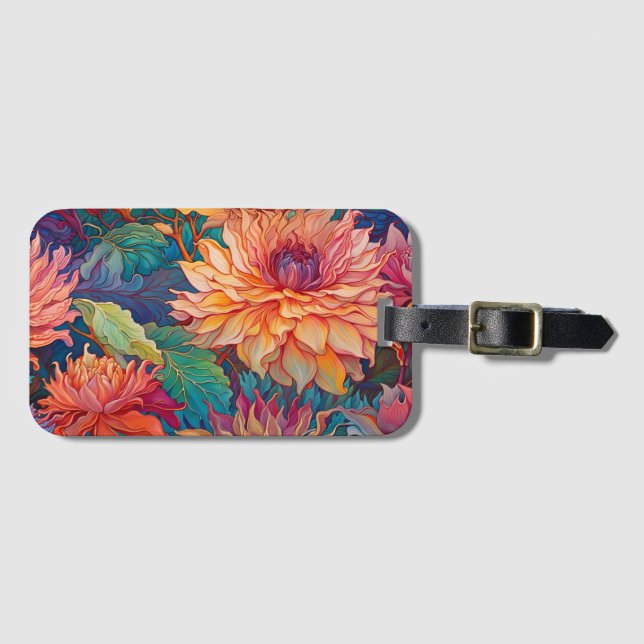 Étiquette À Bagage Dahlia Tapisserie florale (Devant Horizontal)