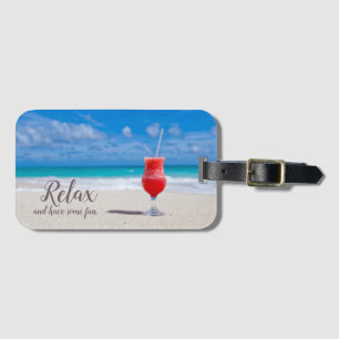 Étiquette À Bagage Daiquiri à la fraise congelée, Plage de sable, Cie