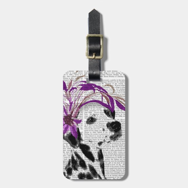 Étiquette À Bagage Dalmatien Avec Fascinateur Violet (Devant Vertical)
