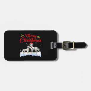 Étiquette À Bagage Dalmatien Noël Lumières Chapeau de Père Noël Xmas