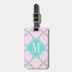 Étiquette À Bagage Damassé pourpre lilas élégante personnalisée