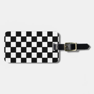 Étiquette À Bagage Damier en noir et blanc